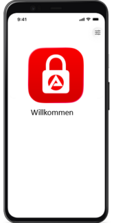 Handy mit Logo der BA secure App
